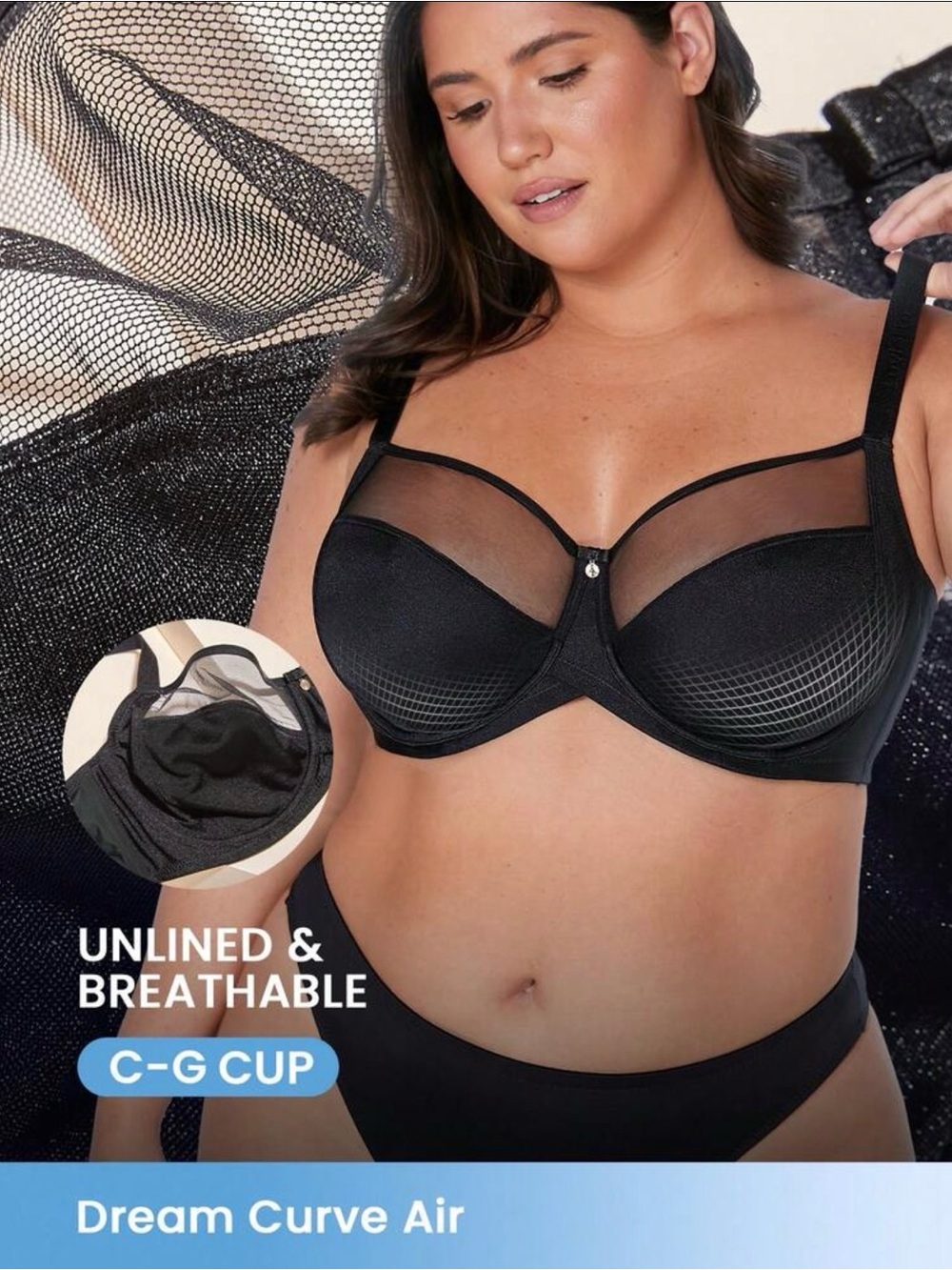 Luvlette Black Dream Curve Air Unlined Breathable Bra
